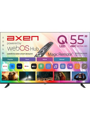 Axen AX55QUPRL-W02M 55" 139 Ekran Uydu Alıcılı 4K Ultra HD QLED webOS Smart TV