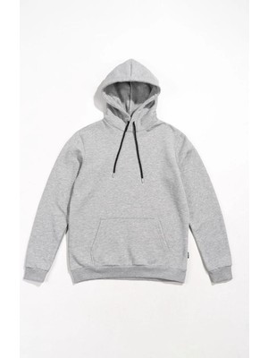 İlk El Grup Ieg™ Uzun Kol Kapşonlu Basic Sweatshirt Hoodie - Gri