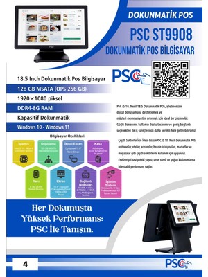 Psc Pos M Serısı I5 7.nesıl 18,5" 8gb 128GB 1920X1080