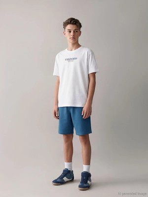 LC Waikiki Lcw Kids Beyaz Baskılı Erkek Çocuk Tişört ve Şort