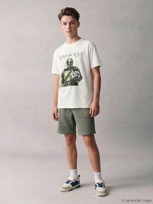 LC Waikiki Lcw Kids Beyaz The Mandalorian Baskılı Erkek Çocuk Tişört ve Şort