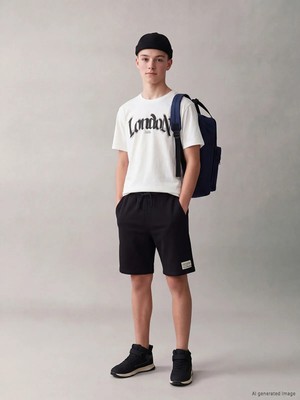 LC Waikiki Lcw Kids Beyaz London Baskılı Erkek Çocuk Şortlu Takım