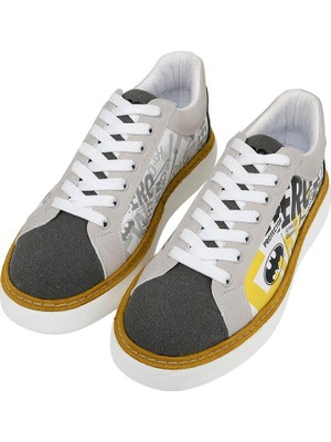 Dogo Erkek Vegan Deri Beyaz Sneakers - Warner Bros Batman Collage Tasarım