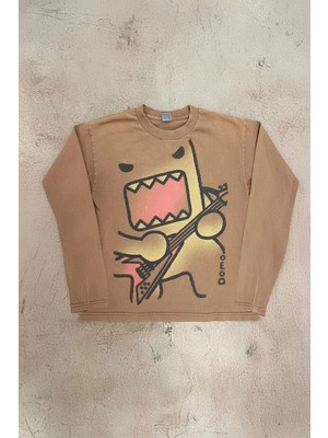 Köstebek Kahverengi Domo Guitarist Caricature Unisex Sweatshirt