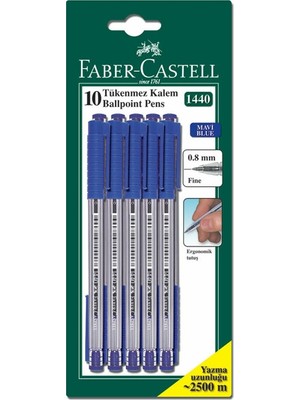 Faber-Castell 10'lu Mavi Tükenmez Kalem 0.8 mm Ergonomik Tutma Özelliği ile