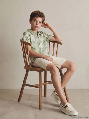 LC Waikiki Lcw Kids Ekru Polo Yaka Desenli Erkek Çocuk Tişört ve Şort