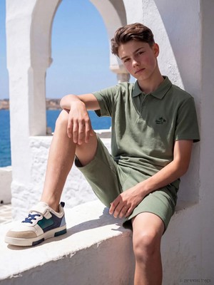 LC Waikiki Lcw Kids Haki Nakışlı Erkek Çocuk Şortlu Takım