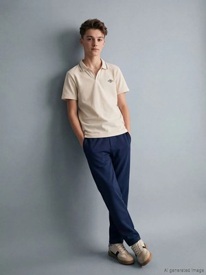 LC Waikiki Lcw Kids Bej Nakışlı Polo Yaka Erkek Çocuk Takım
