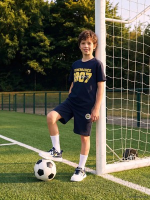 LC Waikiki Lcw Kids Lacivert Fenerbahçe Baskılı Erkek Çocuk Şortlu Takım