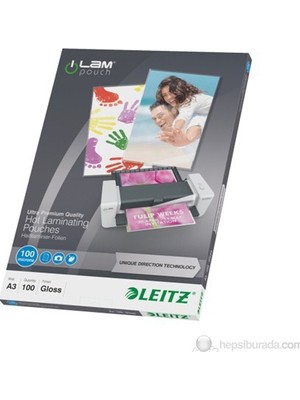 Leitz Udt 100 Adet A3 Laminasyon Poşeti 100 Mikron Şeffaf Plastik Materyal ile Sıkışmasız Laminasyon