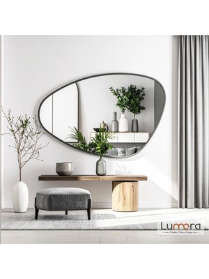 Lumora Mirror Design Luce Modern Antrasit Boyalı Mdf Çerçeveli Dekoratif Ayna