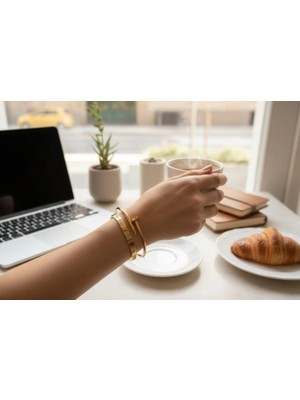 Vulcao Gold Renk Bilezik 2li Set