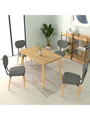 Vilinze Deniz Sandalye Avanos Ahşap Mutfak Masası Takımı - 70X120 cm