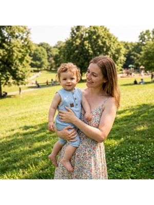 Baby Sena Erkek Bebek Mavi Müslin Tulum