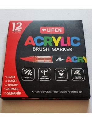 Modellino Brush Akrilik Marker Ufen Fırça Uçlu Akrilik Kalem Markör - 12 / 24 / 60 Renk Seçenekli