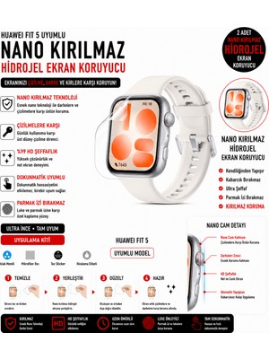 Astakos Huawei Fit 5 Uyumlu Nano Jel Ekran Koruyucu 2 Adet Güçlendirilmiş Darbe Emici