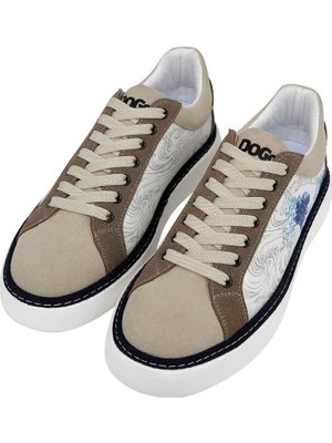 Dogo Erkek Vegan Deri Bej Sneakers - Japanese Waves Tasarım