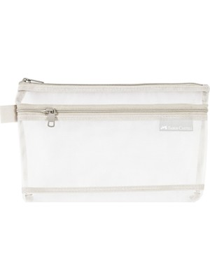 Faber-Castell Gri Mesh Dosya Küçük Çift Cep 14x22cm Dayanıklı Nylon Malzeme ile Şık Tasarım