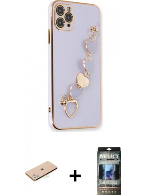 Marsilyan™- iPhone 11 Pro Kılıf Nova Işık Prime - Siyah 34D Hayalet Izgaralı Cam + Renkli Kamera Lens Koruma Cam - Mı