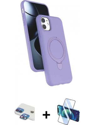 Marsilyan™- iPhone 11 Kılıf Iz Işık Koleksiyonu - Siyah 3D Antistatik Seramik Nano Ekran Koruyucu + Pers Alüminyum Kamera Lens - Gı