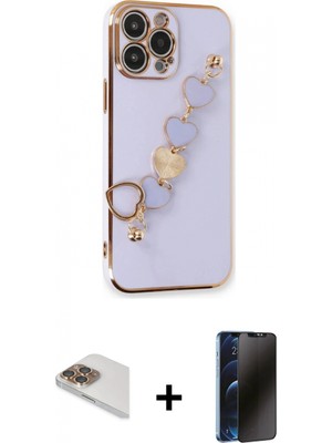 Marsilyan™- iPhone 13 Pro Max Kılıf Nova Işık Prime - Siyah 3D Antistatik Hayalet Cam Ekran Koruyucu + Pers Alüminyum Kamera Lens - Gd