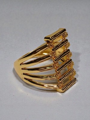 Lunel Accessory Işıltılı Kaburga Formlu Altın Kaplama Yüzük - Modern Takı