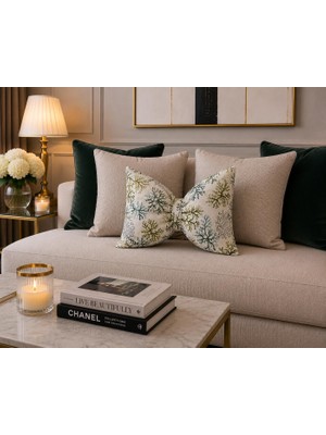 Karam Home Deniz Mercanı Desenli Fiyonk Dekoratif Kırlent – Marin Temalı Modern Kırlent