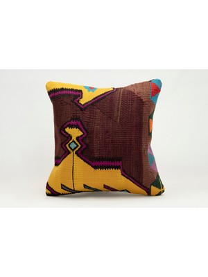 Kilim Wholesale El Yapımı Kilimden Yapılmış Vintage Kırlent Kılıfı, Yün, 40X40 cm