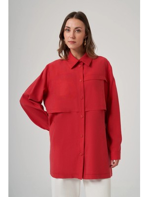 Nuss 6035  Cep Detay Ince Kap - Red Plum