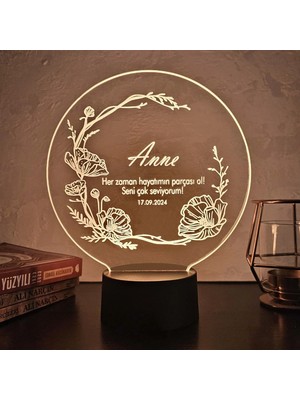 Lerad-Lazer Art Özel Günler için Kişiye Özel RGB LED Lamba – 16 Renkli İsimli Gece Lambası (Adaptörlü)