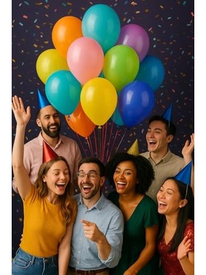 Cekar Store Renkli Balon 75 Li Karışık Renk Parti Doğum Günü Kutlama Özel Günler