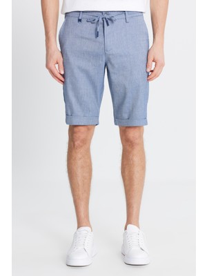 Altınyıldız Classics Erkek Lacivert Slim Fit Dar Kesim Yan Cepli Gofre Desenli Şort