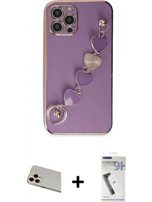 Marsilyan™- iPhone 12 Pro Kılıf Nova Işık Prime - Şeffaf Uv Polymer Nano Ekran Koruyucu + Rainbow Kamera Lens Koruma Cam - Gd