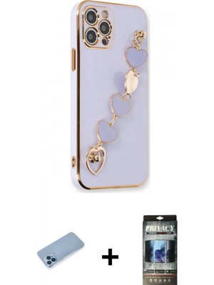 Marsilyan™- iPhone 12 Pro Kılıf Nova Işık Prime - Siyah 34D Hayalet Izgaralı Cam + Shine Kamera Lens Koruma Cam - Mı