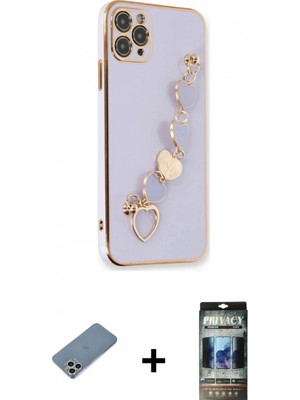 Marsilyan™- iPhone 11 Pro Kılıf Nova Işık Prime - Siyah 34D Hayalet Izgaralı Cam + Shine Kamera Lens Koruma Cam - Gs