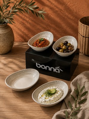 Bonna 3'lü Galata Vago Oval Plate 12*8 cm Sos/meze/reçel/aperatif
