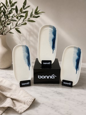 Bonna 4'lü Blue Wave Hygge 14CM Oval Dish Kahvaltılık-Meze-Sos