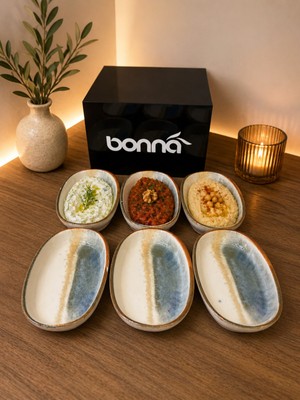 Bonna 6'lı Fium 10CM Hygge Oval Dish Kahvaltı/sos/meze/aperatif/reçel Tabak