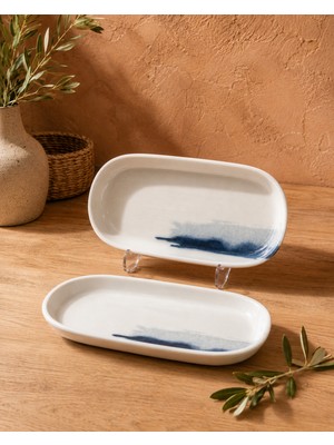 Bonna 3'lü Blue Wave Hygge 21CM Oval Dish Kahvaltı/meze/sos