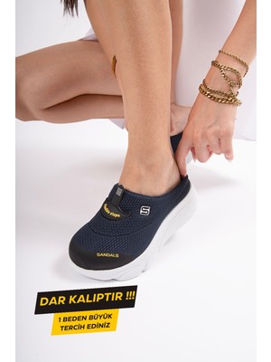 Sandal Spor Kadın Dolgu Taban Ortopedik File Sabo Doktor Hemşire Hastane Aşçı Terliği SS001-0278  Lacivert