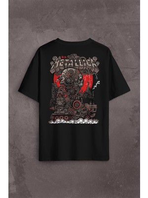Kendim Seçtim  Oversize T-Shirt Metallica New Yeni 2k Rock Metal Music Sırt Ön Baskılı Tişört
