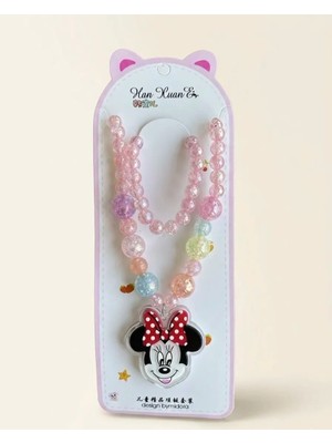 The Littles Kids Renkli Işıklı Minnie Model Bijuteri Kolye ve Bileklik Seti - Kız Çocuk