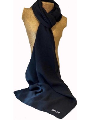Invee İNVEE Siyah Düz Desenli Şal 1246  200 x 75 cm %100 Polyester Dokuma Kadın Modası