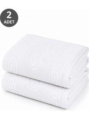 Hepsine Rakip 2 Li Ayak Izli Banyo Paspas 100 Pamuklu Ayak Havlusu 50 x 70 cm