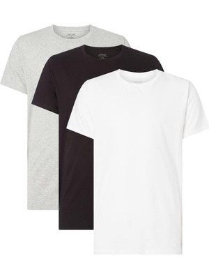 Calvin Klein Erkek S/s Crew Neck 3pk Bisiklet Yaka 3'lü Yarım Kollu Atlet Gri Renk 100% Pamuklu Esnek Kumaş