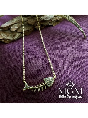 Küçük Hazine Zirkon Taşlı Kolye Gold