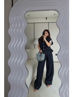 Özge Özgenç Beli Büzgülü Denim Yelek Pantolon Takım