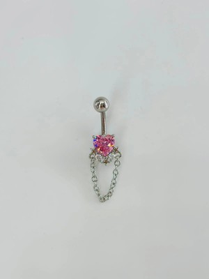 Küçük Hazine Kalp Detaylı Sallantılı Göbek Piercing