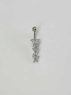 Küçük Hazine Kelebek Detaylı Sallantılı Göbek Piercing