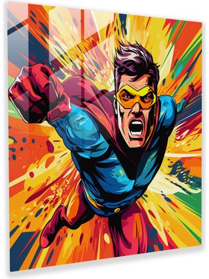 Popcas Courageous Renklerle Modern Pop Art Temalı Cam Tablo